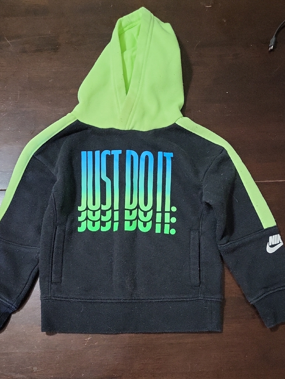 Nike Kids' Black & Lime 'Just Do It' Hooded Sweatshirt